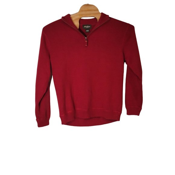 Eddie Bauer 1/4 Zip Sweater Long Sleeve‎ Maroon Burgandy Size Men's Large - Picture 2 of 5